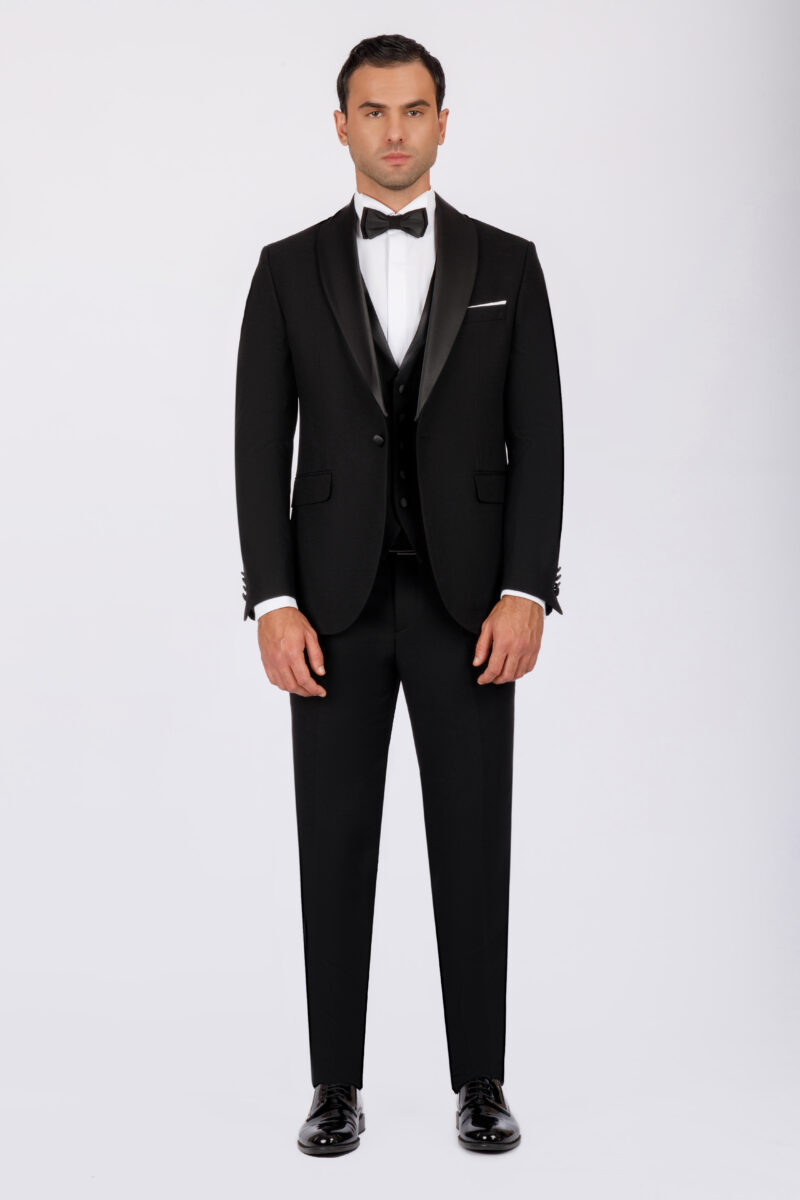 Wedding Suit with Removable Satin Lapel