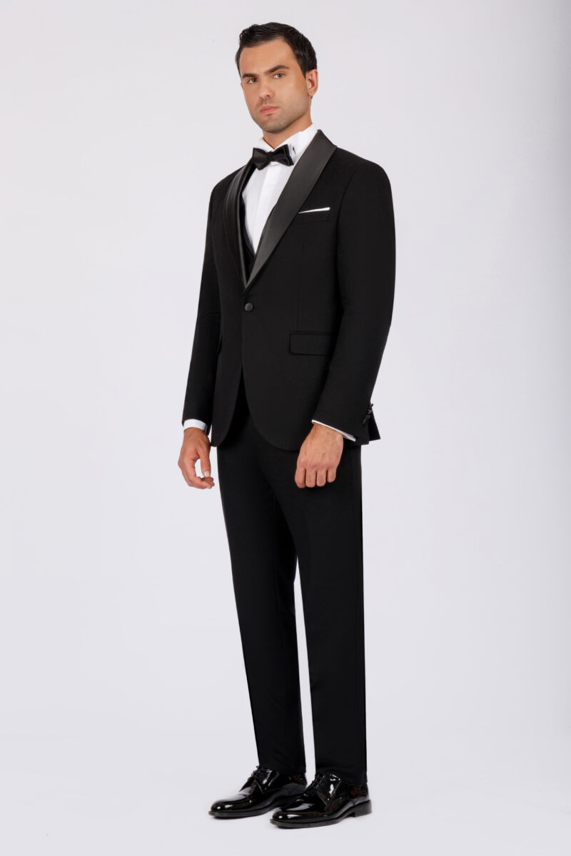 Wedding Suit with Removable Satin Lapel