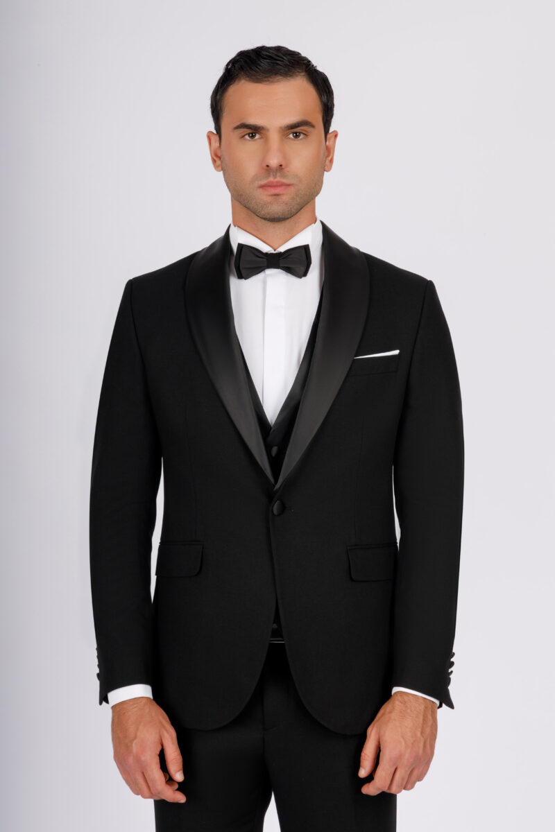 Wedding Suit with Removable Satin Lapel