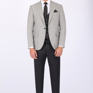 Slim Fit Striped Suit with Peak Lapel & Vest