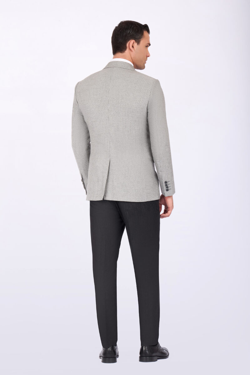 Slim Fit Striped Suit with Peak Lapel & Vest