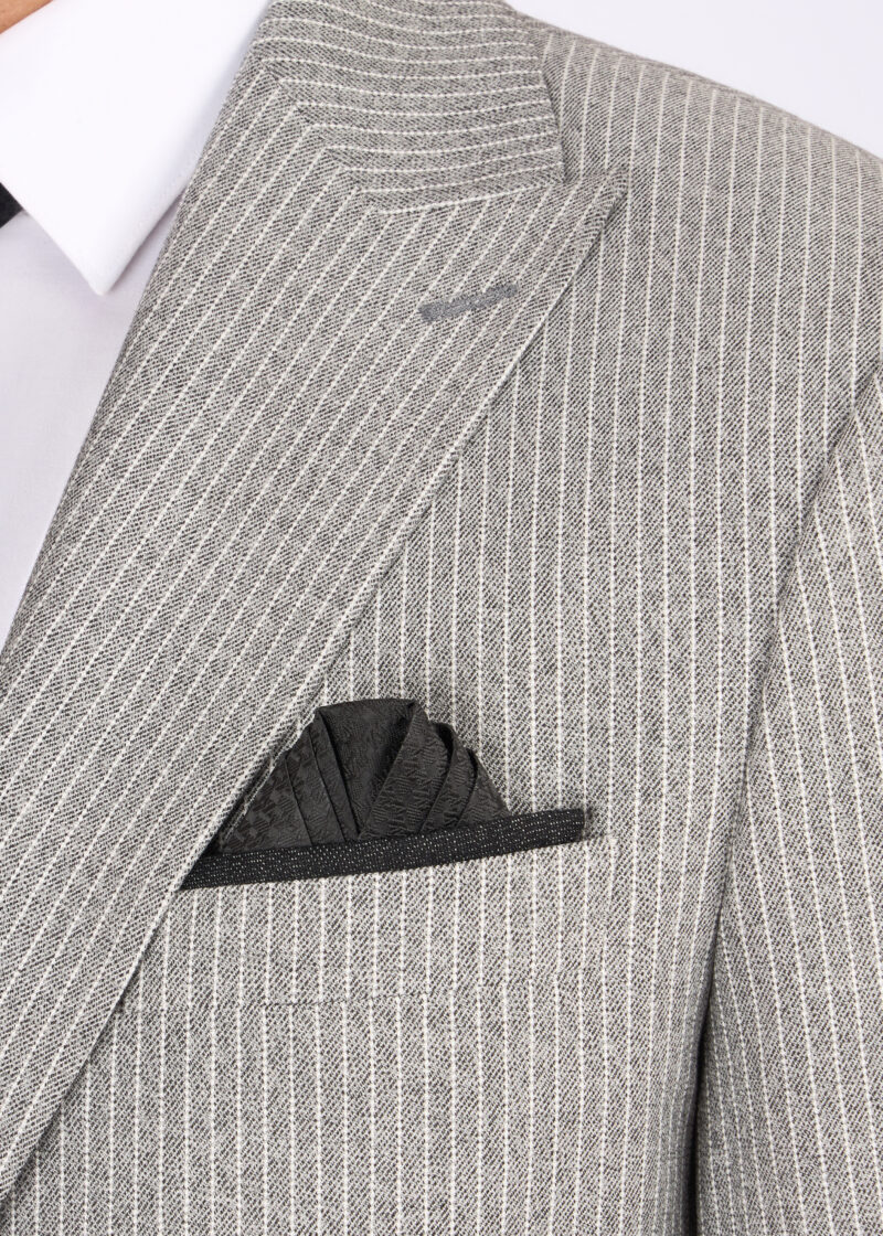 Slim Fit Striped Suit with Peak Lapel & Vest