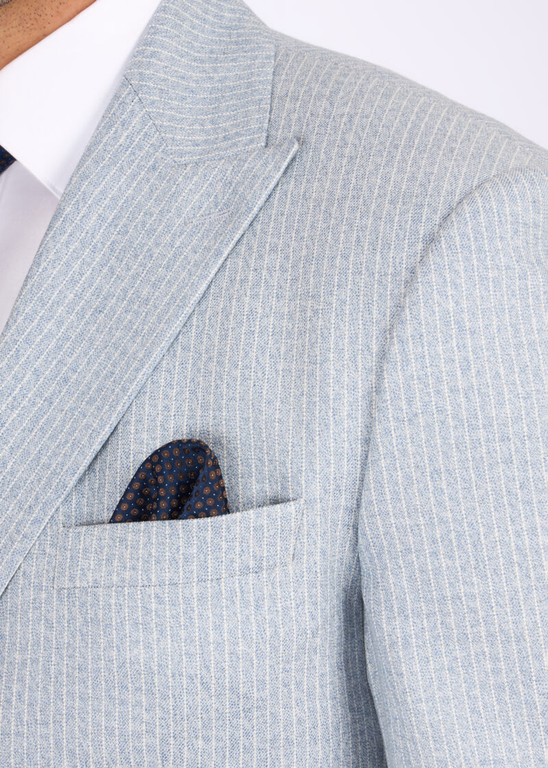 Slim Fit Striped Suit with Peak Lapel & Vest
