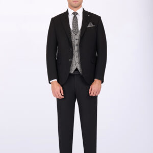 Slim Fit Suit with Notch Lapel & Double Face Vest
