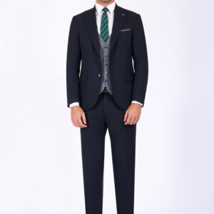 Slim Fit Suit with Notch Lapel & Double Face Vest