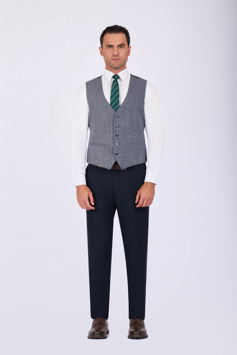 Sk41sf02m026-Navy-002-7 Slim Fit Suit with Notch Lapel & Double Face Vest