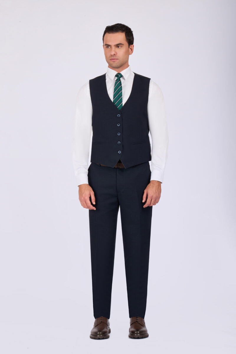Sk41sf02m026-Navy-002-8 Slim Fit Suit with Notch Lapel & Double Face Vest