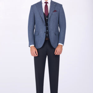 Slim Fit Suit with Notch Lapel & Mismatch Detailing
