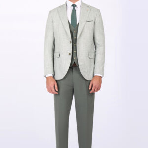 Slim Fit Suit with Notch Lapel & Mismatch Detailing