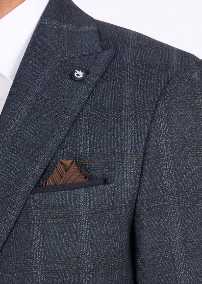 Slim Fit Checked Suit with Peak Lapel & Double-Breasted Vest