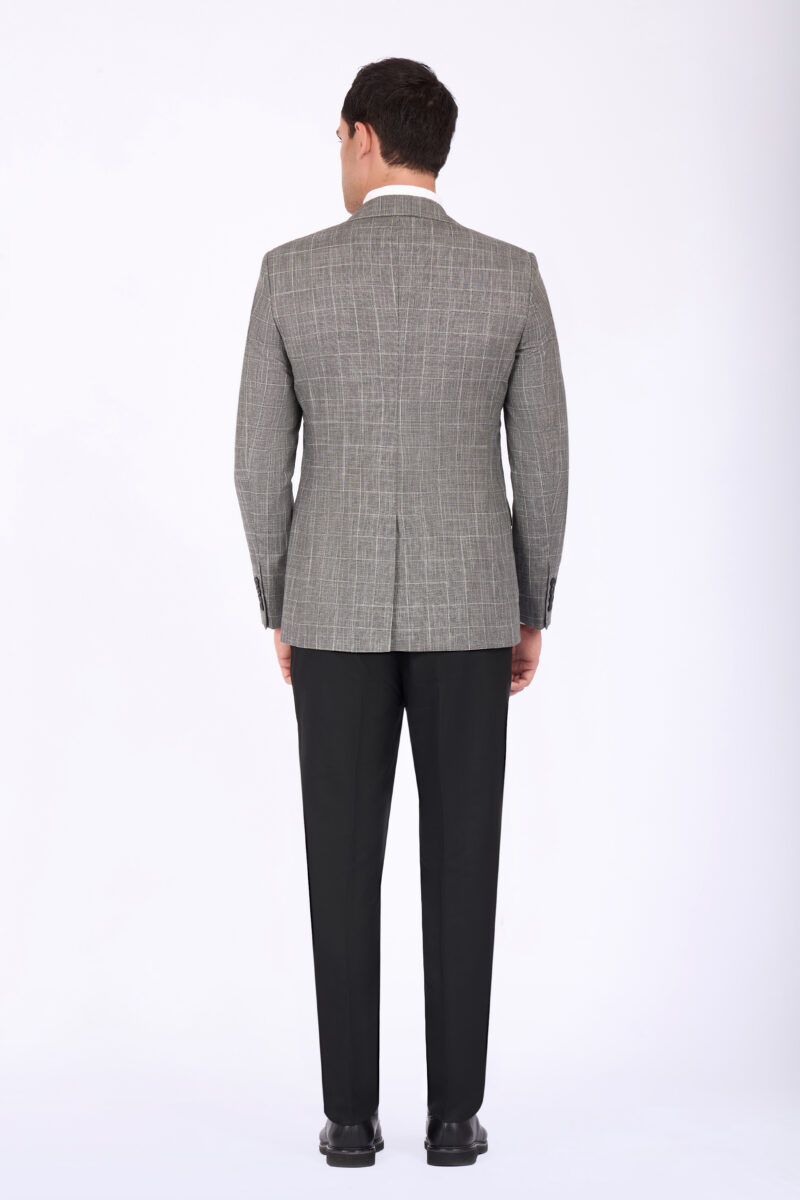 Slim Fit Checked Suit with Peak Lapel & Double-Breasted Vest