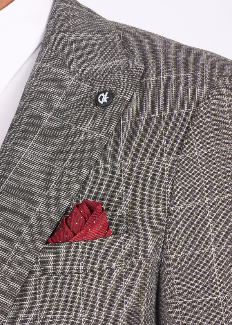 Slim Fit Checked Suit with Peak Lapel & Double-Breasted Vest