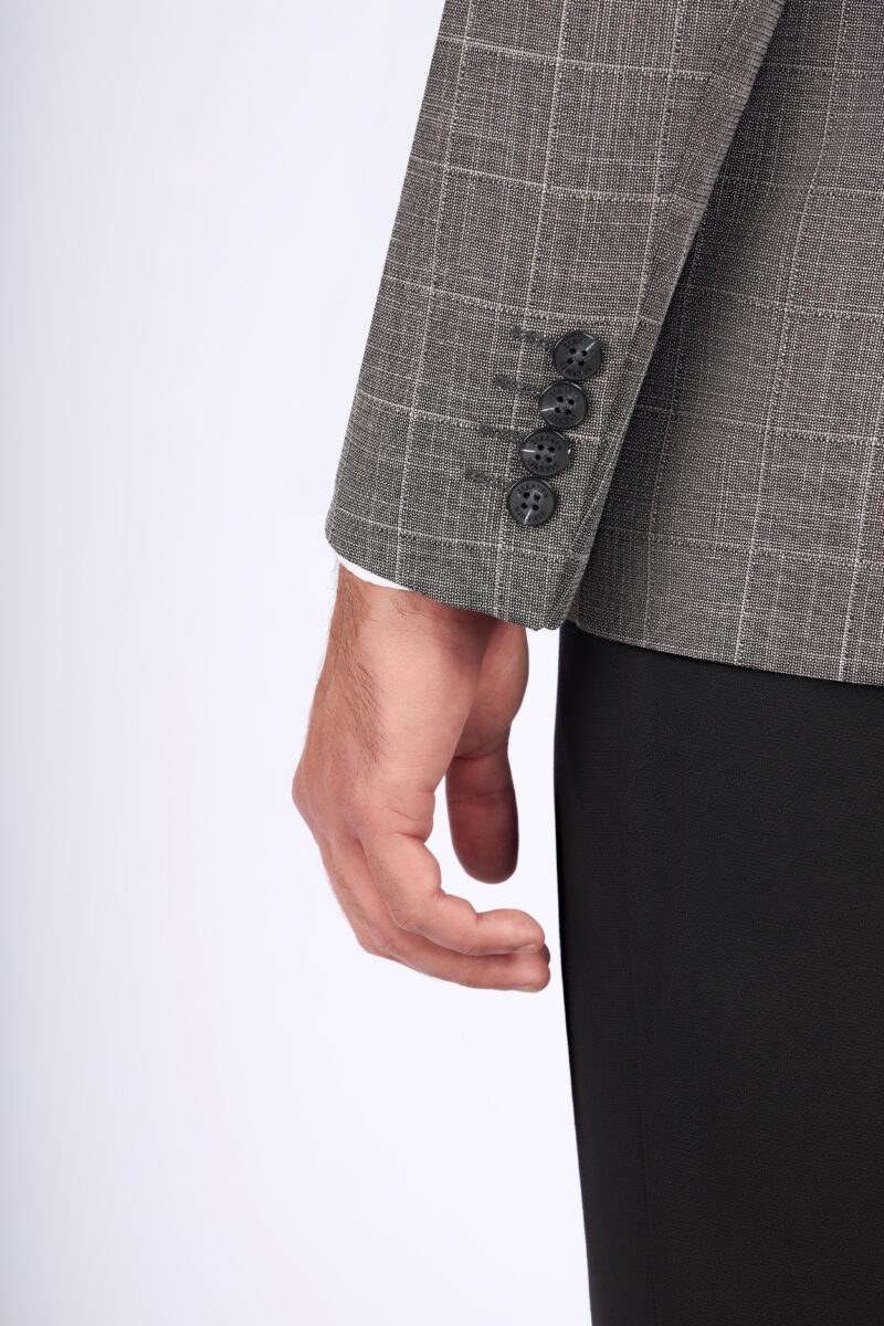 Slim Fit Checked Suit with Peak Lapel & Double-Breasted Vest