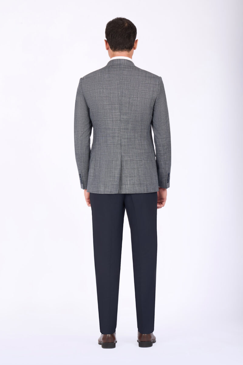 Slim Fit Checked Suit with Peak Lapel & Double-Breasted Vest