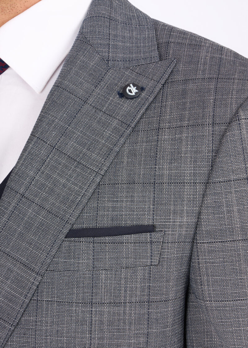 Slim Fit Checked Suit with Peak Lapel & Double-Breasted Vest