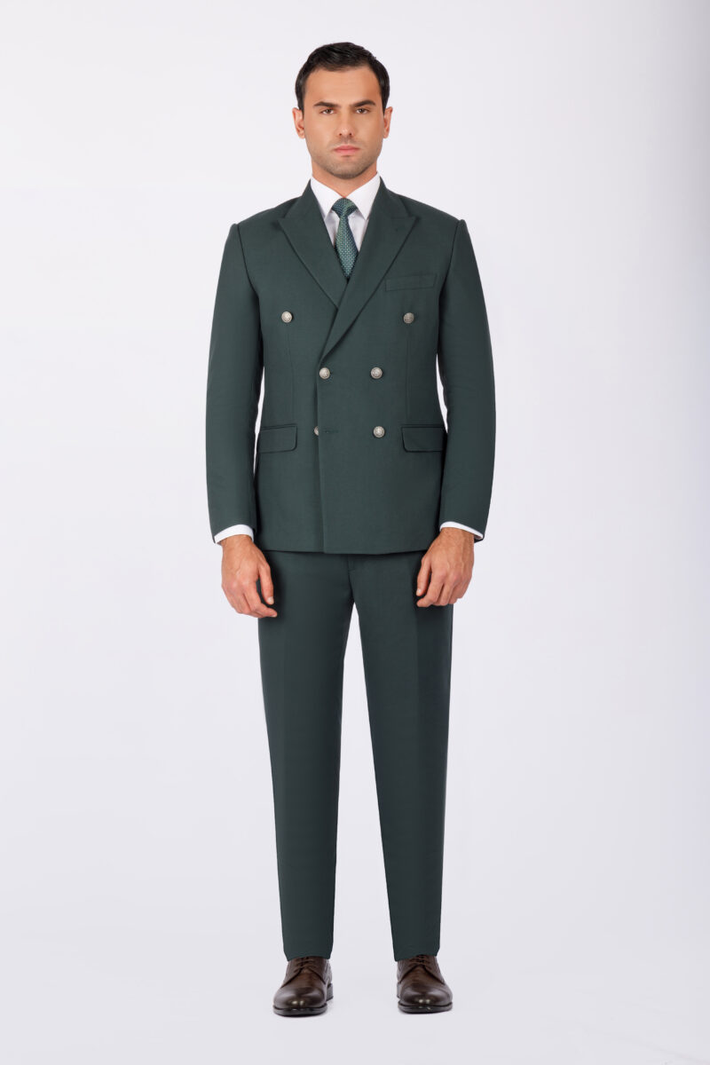 Sk41sf02m030-Dark-green-107-1 Double Breasted Slim Fit Suit