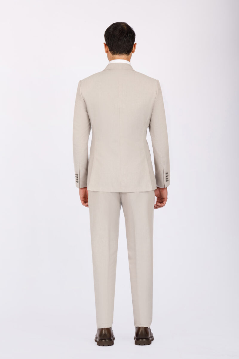 Sk41sf02m030-Greige-005-3 Double Breasted Slim Fit Suit