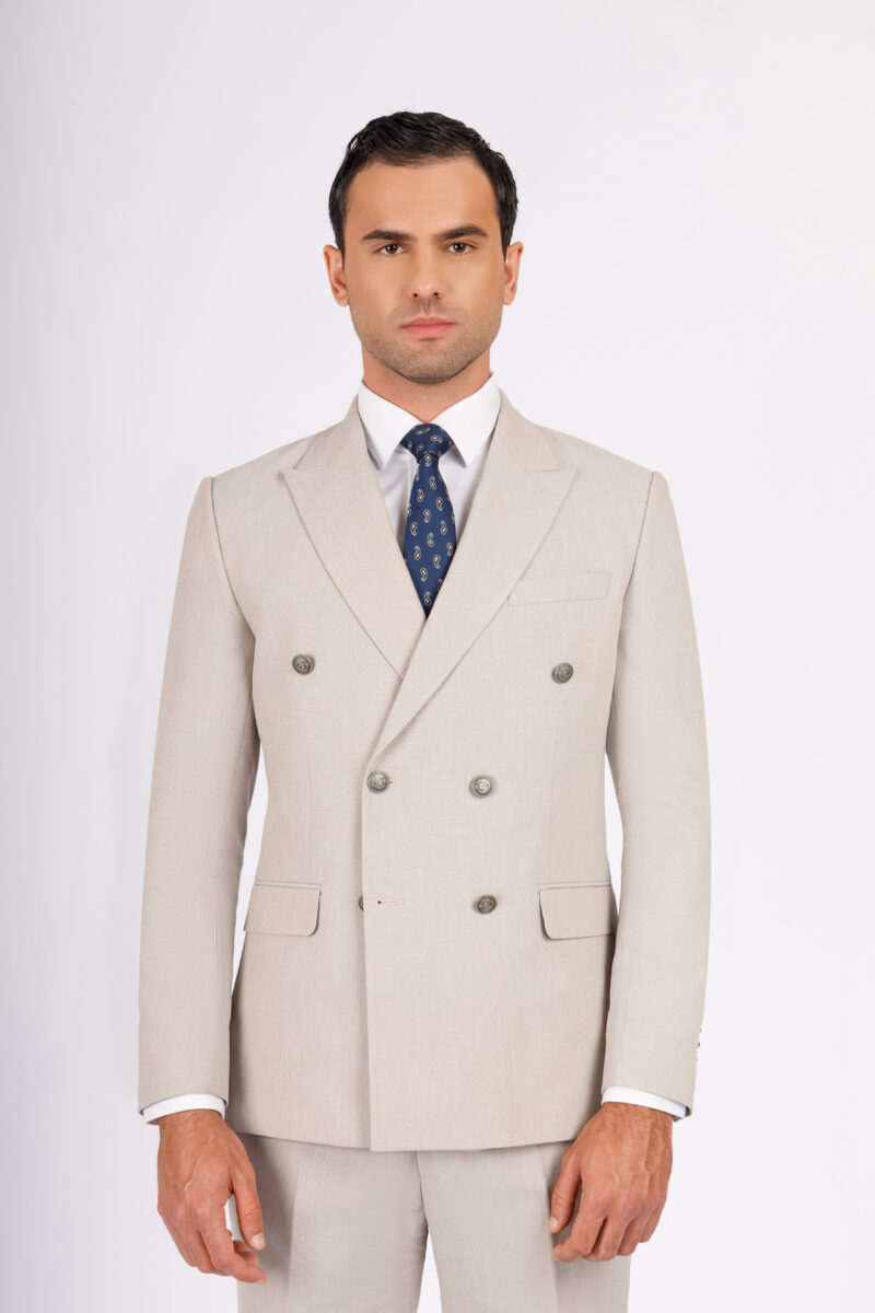 Sk41sf02m030-Greige-005-4 Double Breasted Slim Fit Suit