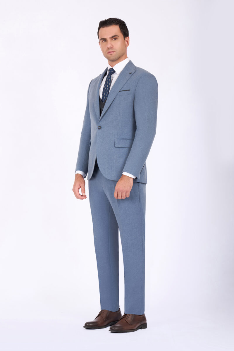 Slim Fit Suit with Peak Lapel & Single-Breasted Vest