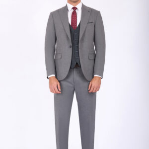 Slim Fit Suit with Peak Lapel & Single-Breasted Vest