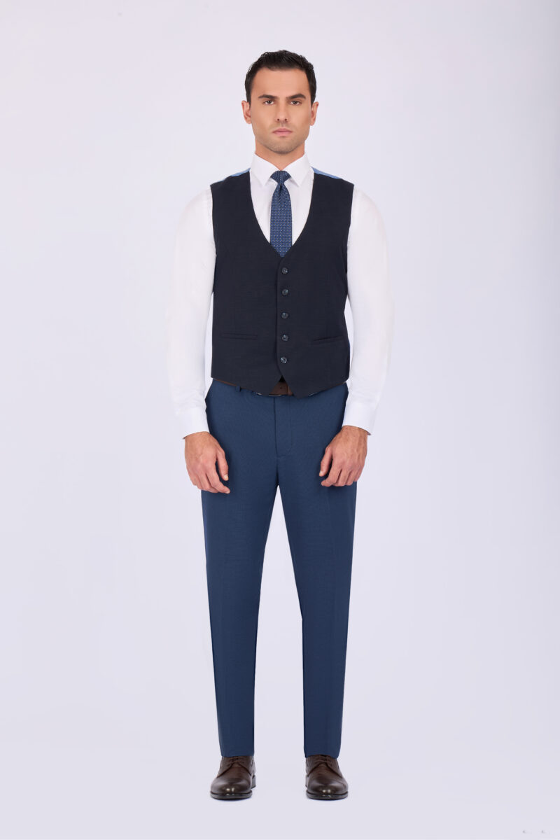 Slim Fit Suit with Peak Lapel & Single-Breasted Vest