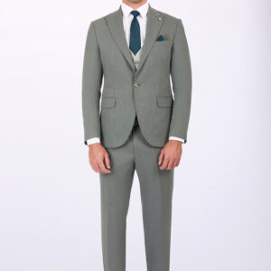 Slim Fit Suit with Peak Lapel & Single-Breasted Vest